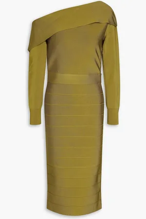 Hervé Léger Off-the-shoulder bandage midi dress - Green