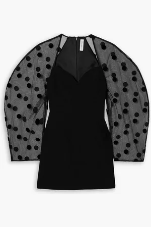 Nina Ricci Flocked polka-dot tulle and cady mini dress