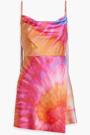 Retrofete Ariella draped tie-dyed silk-blend satin mini dress