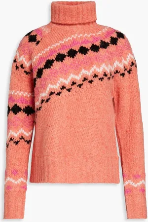Derek Lam Brushed jacquard-knit turtleneck sweater - Orange