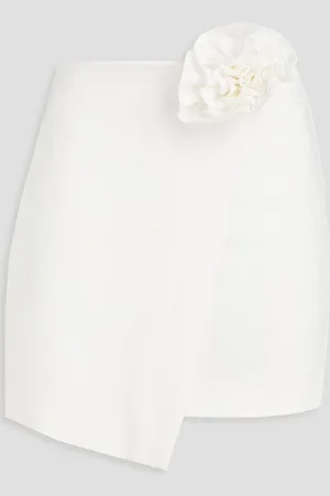 Nicholas Floral-appliquéd wrap-effect jersey mini skirt