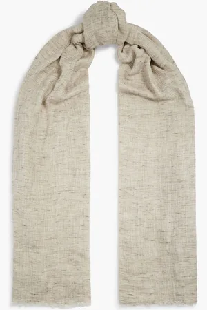 Brunello Cucinelli Metallic linen-blend scarf - White
