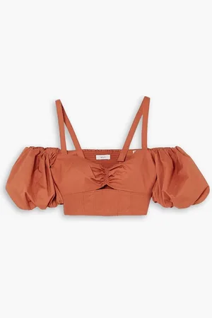 A.L.C. Petra Flannery Melody cold-shoulder cropped cotton-blend poplin top - Pink