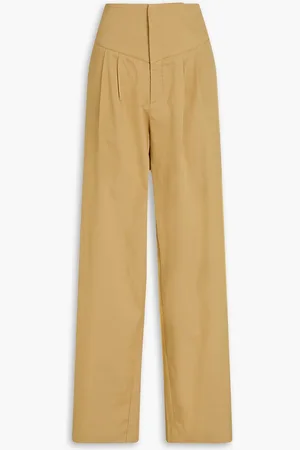 BITE Elate pleated cotton-blend twill wide-leg pants - Neutral