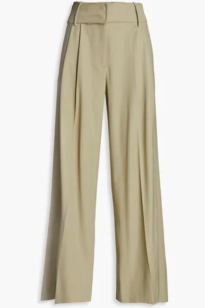 Proenza Schouler Stretch-wool twill wide-leg pants - Green