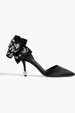 Roger Vivier Bow-detailed embellished satin pumps