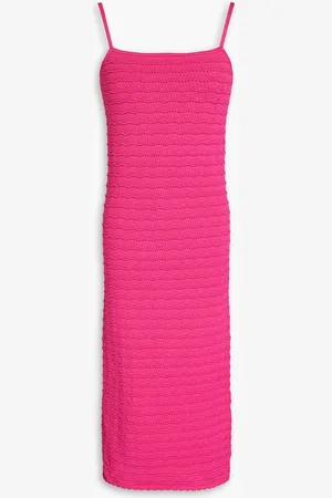 ADAM LIPPES Pointelle-knit midi dress - Pink