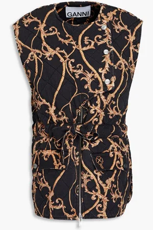 Ganni Belted printed denim vest