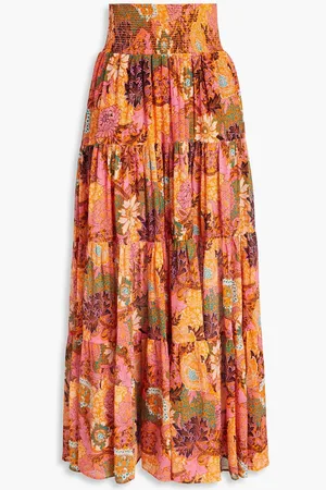 A.L.C. Sage tiered printed silk-crepon maxi skirt