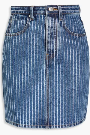Alexander Wang Crystal-embellished denim mini skirt - Blue
