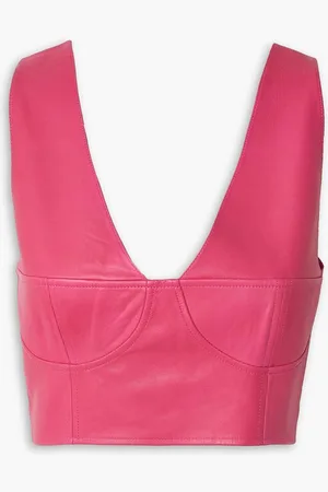 Bouguessa Mimi cropped leather bustier top