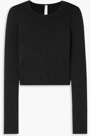 Lauren Manoogian Cropped ribbed stretch-Pima cotton top - Gray