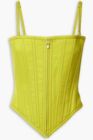 Christopher John Rogers Stay cotton-twill bustier top - Yellow