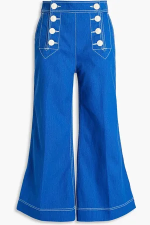 ZIMMERMANN Embroidered high-rise kick-flare jeans - Blue