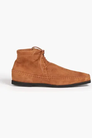 Totême Leather-trimmed suede ankle boots - Brown