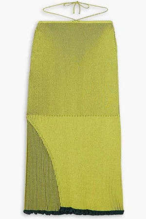 AZ FACTORY Ester Manas tie-back ruffled ribbed-knit skirt - Yellow
