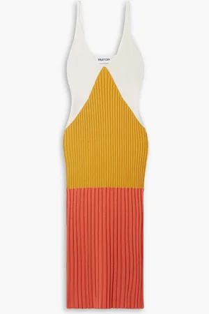 Partow Marilyn color-block ribbed-knit midi dress - Yellow