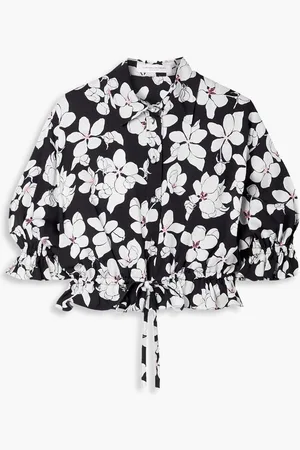 Carolina Herrera Cropped floral-print twill top