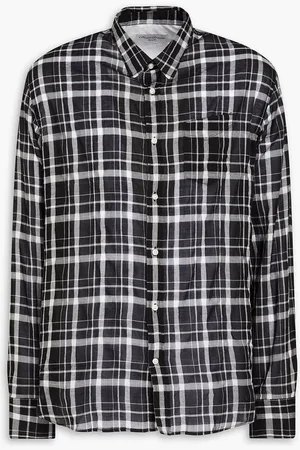 OFFICINE GENERALE Checked cotton-blend shirt