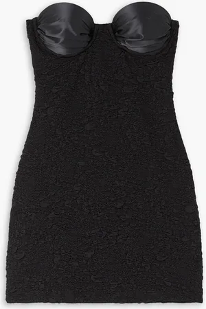 Leslie Amon Paloma strapless satin-trimmed popcorn jersey mini dress