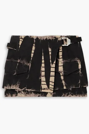 DION LEE Belted tie-dyed denim mini wrap skirt