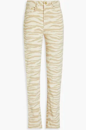 Ganni Zebra-print high-rise slim-leg jeans