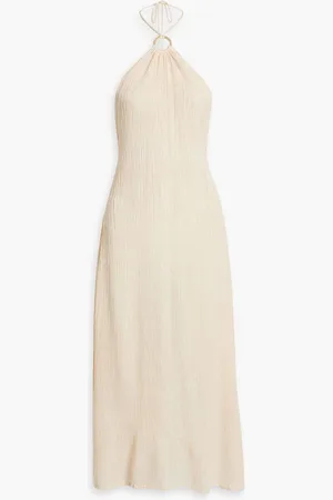 Savannah Morrow Lana plissé bamboo and silk-blend midi dress - White