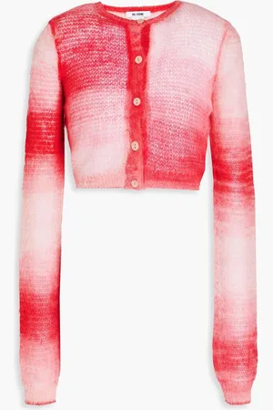 RE/DONE Cropped dégradé knitted cardigan - Pink