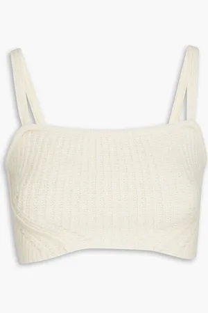 REMAIN Birger Christensen Cropped ribbed-knit top - White