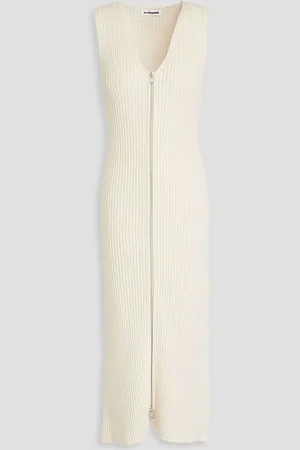Jil Sander Ribbed cotton midi dress - White