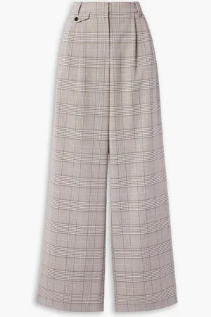 CO Pleated checked twill wide-leg pants - Neutral