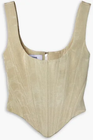 Christopher John Rogers Cotton-blend moire bustier top - Neutral