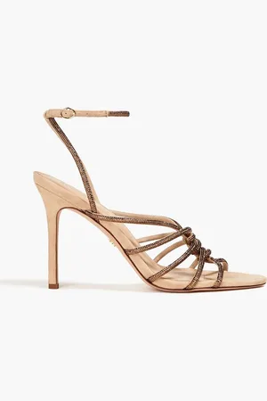 VERONICA BEARD Aneesha crystal-embellished twisted suede sandals - Metallic