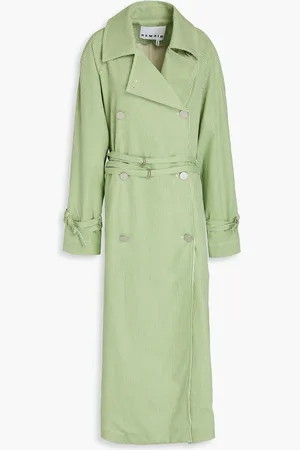 REMAIN Birger Christensen Double-breasted striped cotton-blend coat - Green