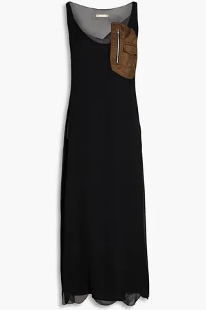 Maison Margiela Twill-trimmed georgette midi dress