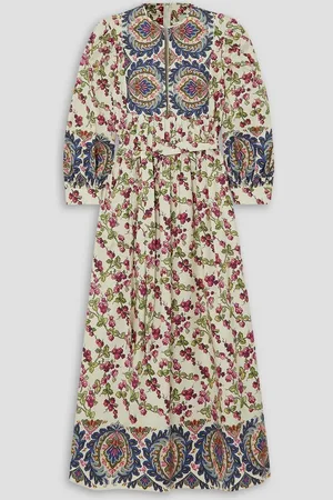 Etro Flower-print cotton-blend poplin midi dress - White