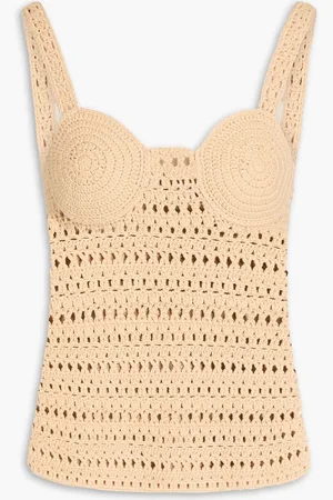Nanushka Bernou crocheted cotton-blend top - Neutral