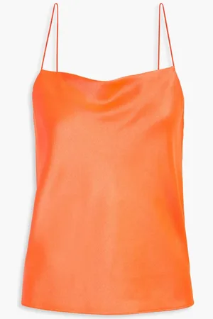 ALICE+OLIVIA Alice Olivia - Harmon draped satin-crepe camisole - Orange