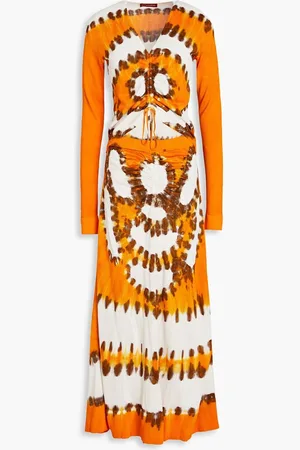 Altuzarra Ruched tie-dyed ribbed jersey maxi dress