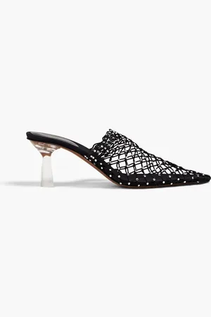 Neous Crystal-embellished fishnet mules