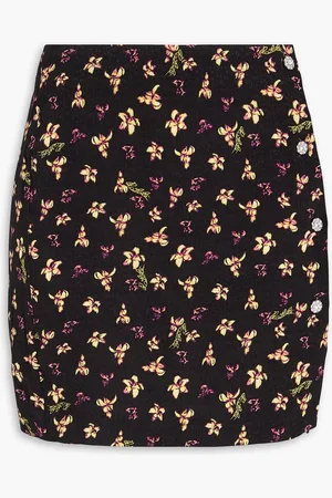 ROTATE Button-detailed floral-print jacquard mini skirt