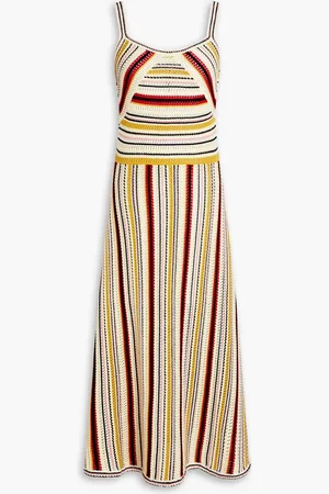 ZIMMERMANN Vitali striped crochet-knit cotton maxi dress - Yellow