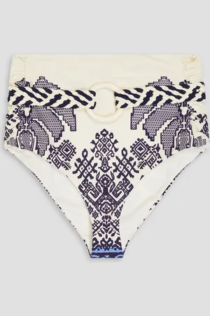JOHANNA ORTIZ Andean belted printed bikini briefs - White