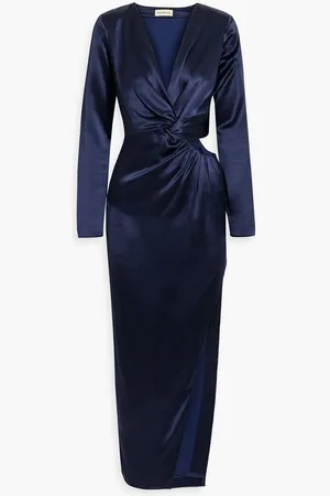 Nicholas Twist-front cutout satin maxi dress - Blue