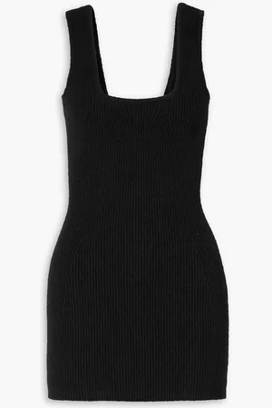 WARDROBE.NYC Ribbed bouclé-knit cotton-blend mini dress