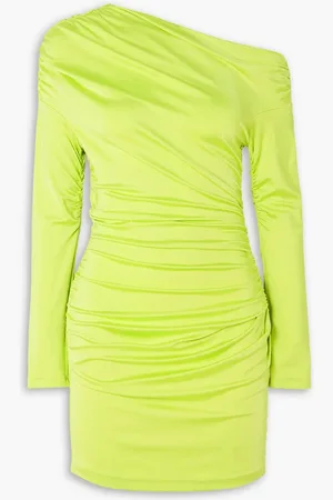 ET OCHS Freya ruched satin-jersey mini dress - Yellow