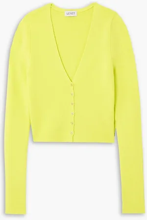 Leset Grace cropped ribbed-knit cardigan - Yellow