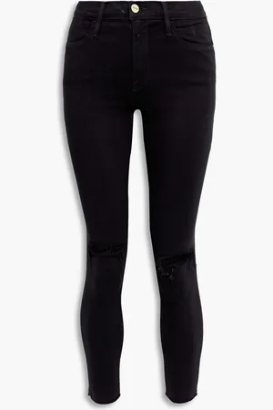 Frame Le High Skinny cropped distressed high-rise skinny jeans