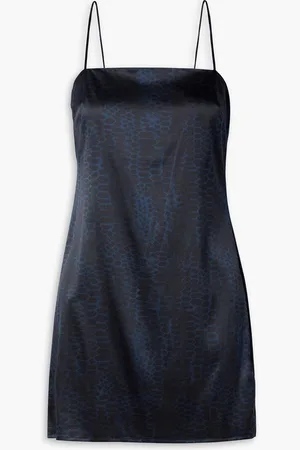 ANINE BING Valentine snake-print silk-blend satin mini dress - Blue