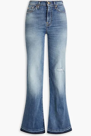 7 for all Mankind Modern Dojo distressed faded high-rise flared jeans - Blue